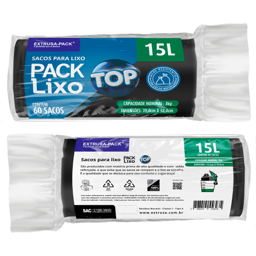SACO PARA LIXO PACK LIXO TOP PRETO